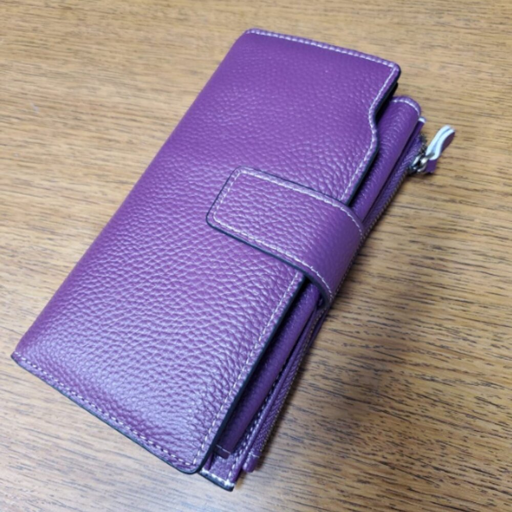 Women Leather Wallets Blocking Clutch Card Holder Ladies Purse with Zipper